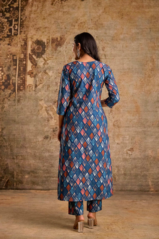 Blue printed Kurti set