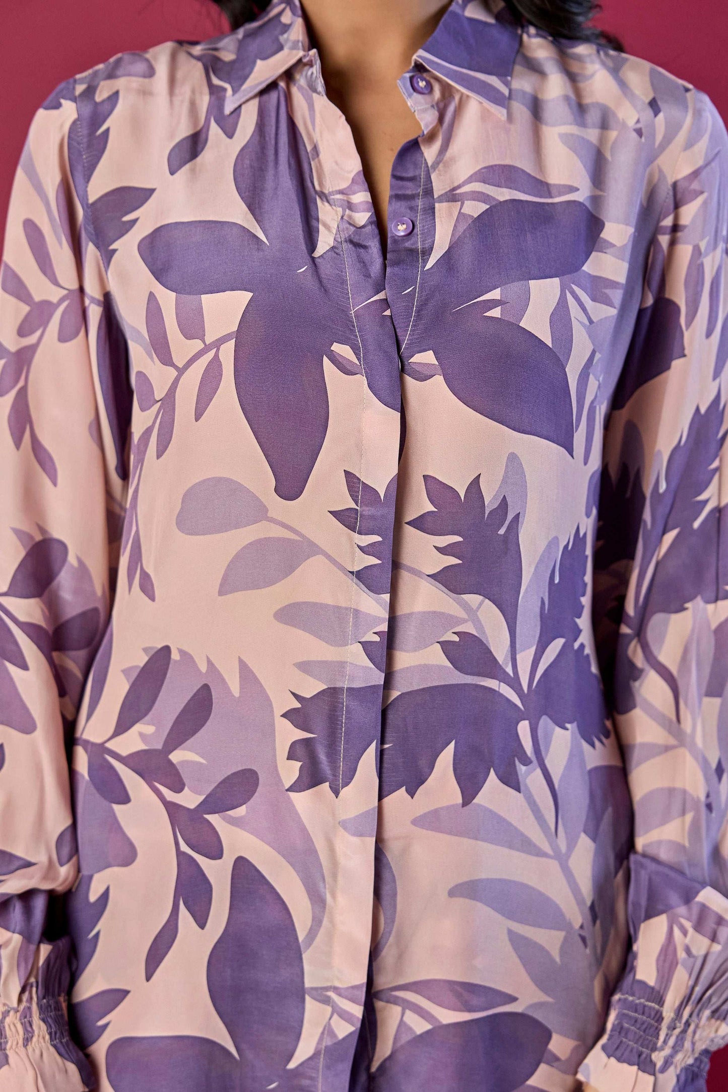 Purple leaves printed Co-ord set