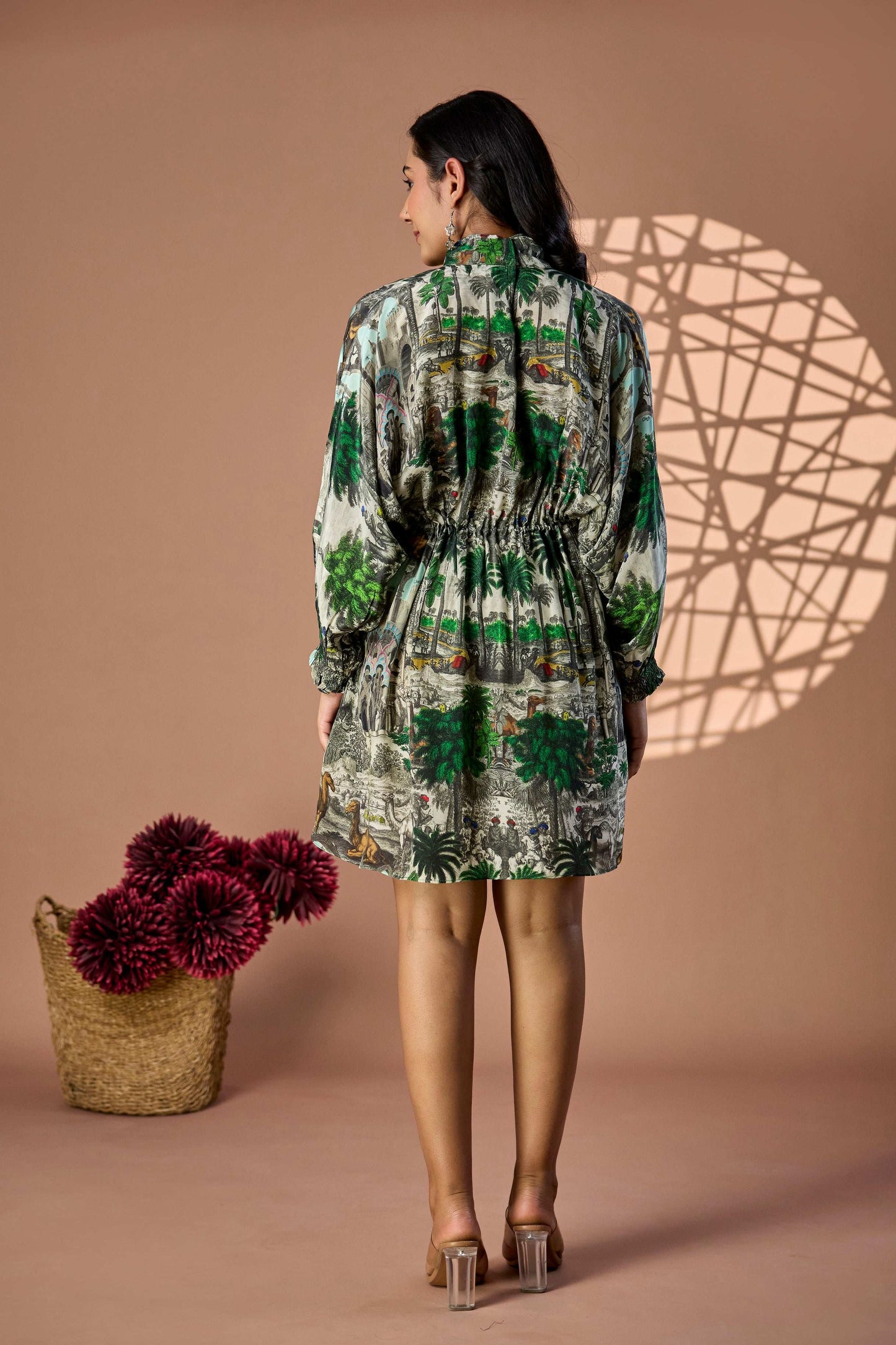 Camel jungle print Short Dress