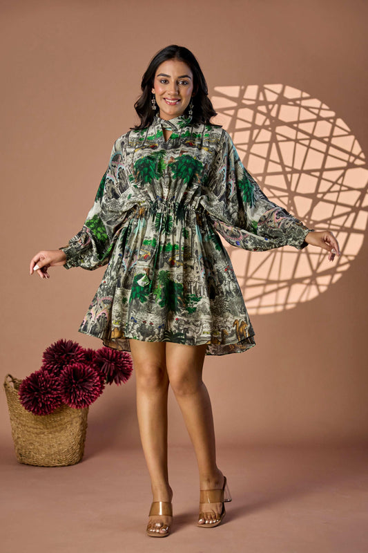 Camel jungle print Short Dress