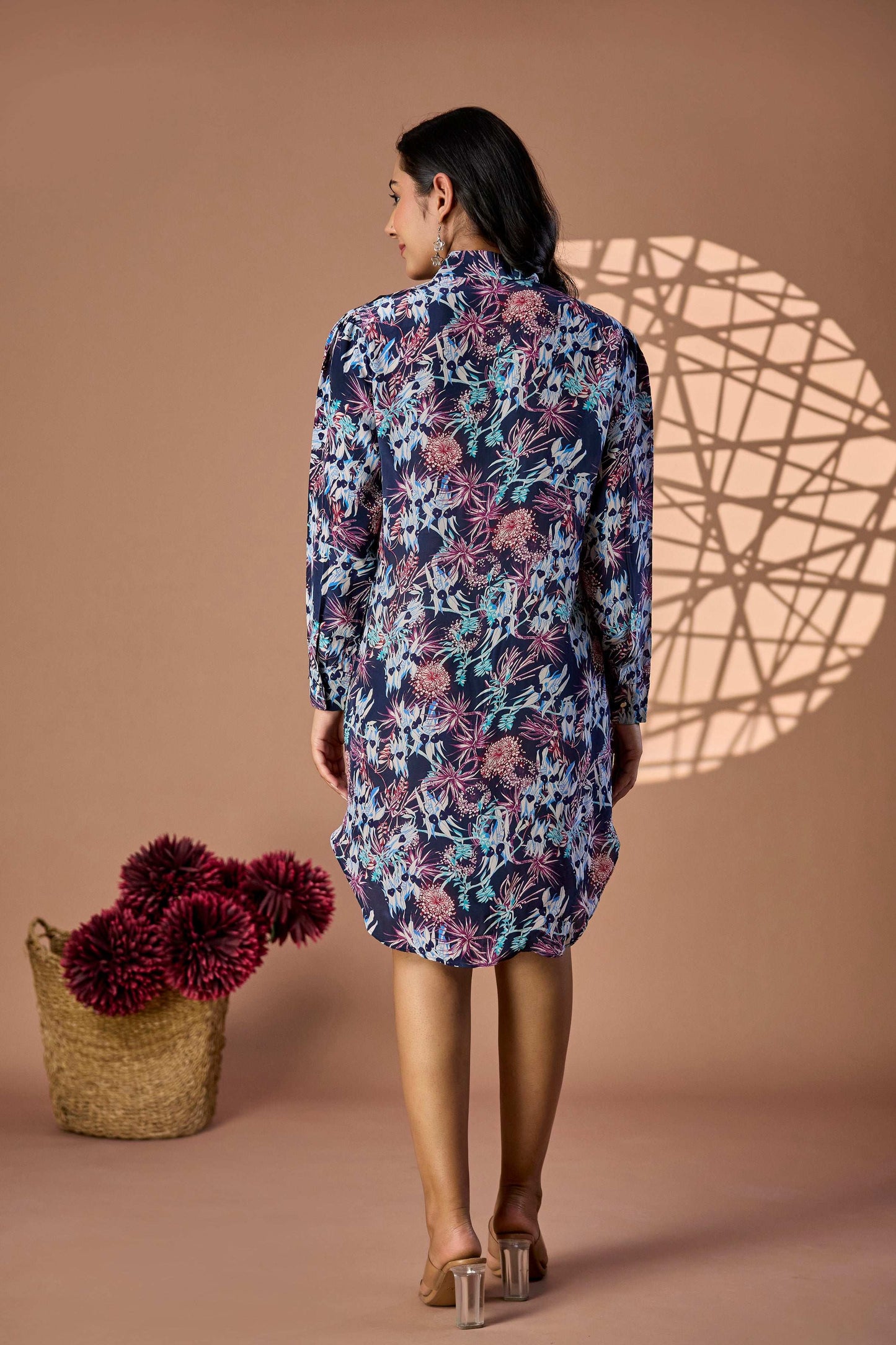 Tropical print short dress