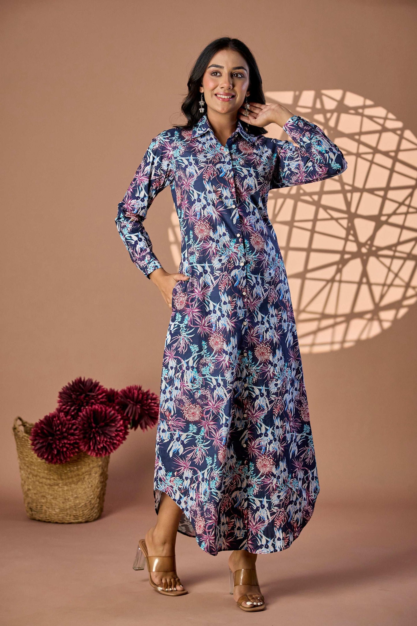 Tropical print long dress