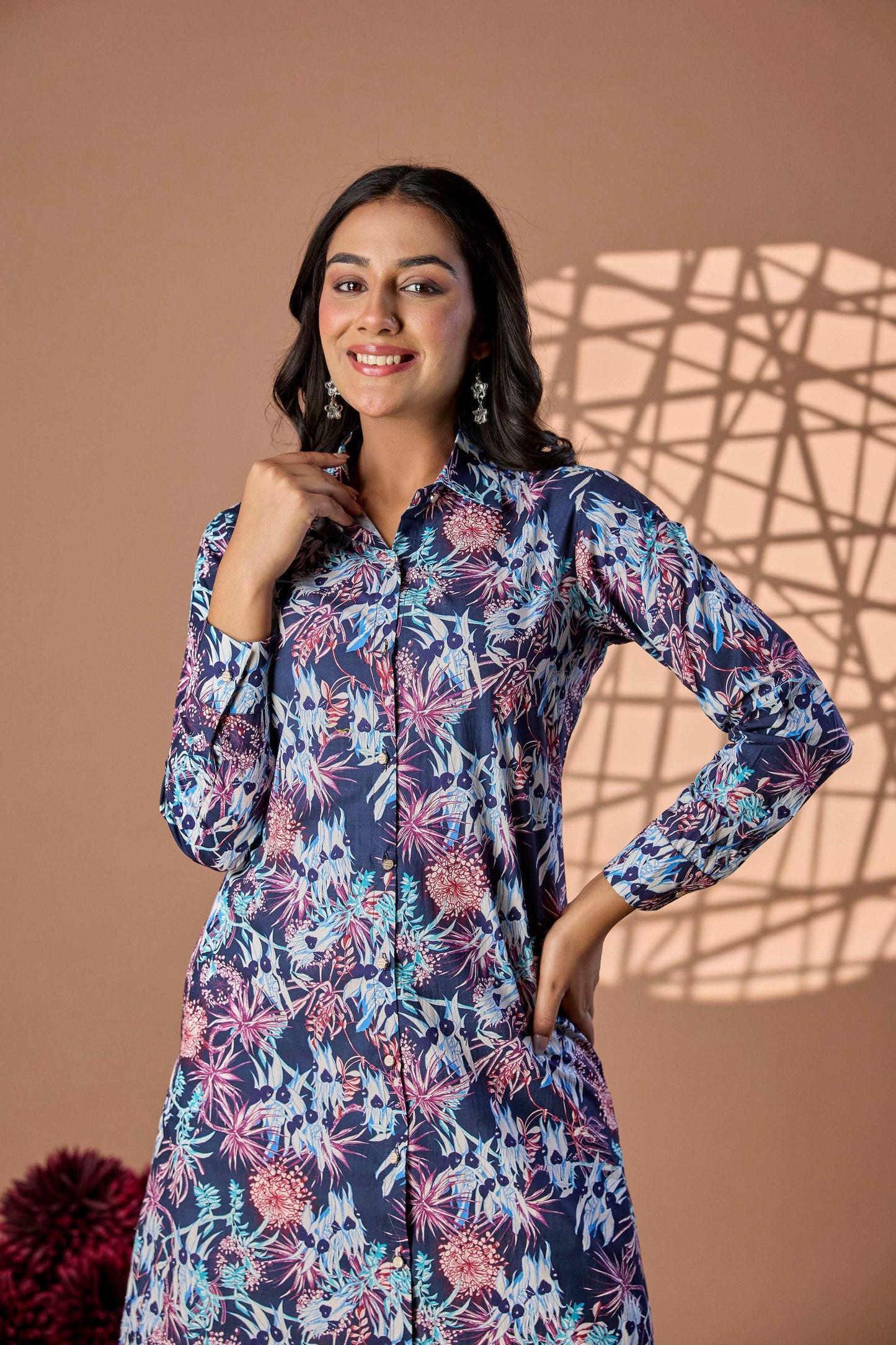Tropical print long dress