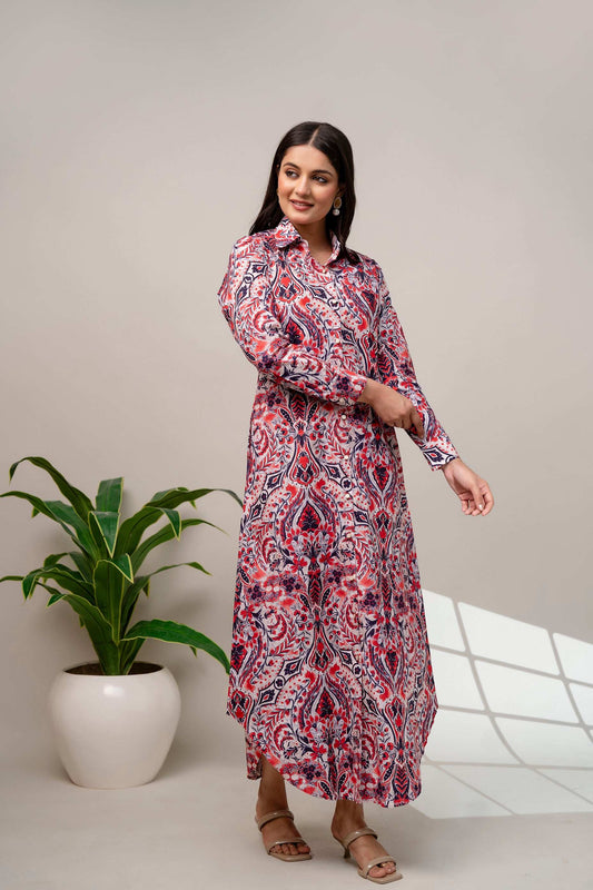Abstract floral long dress