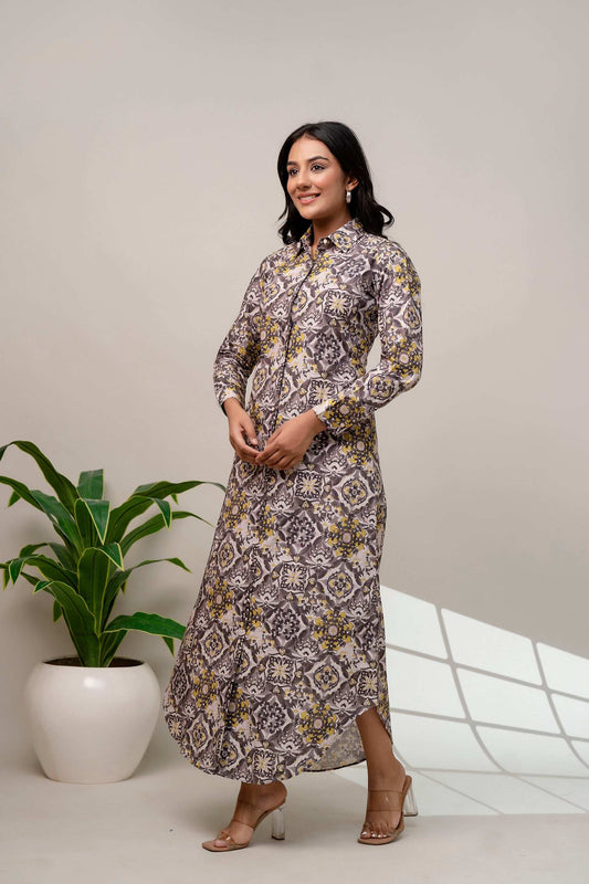 Batik floral print long dress
