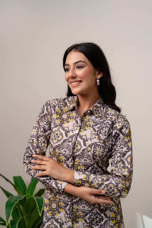 Batik floral print long dress