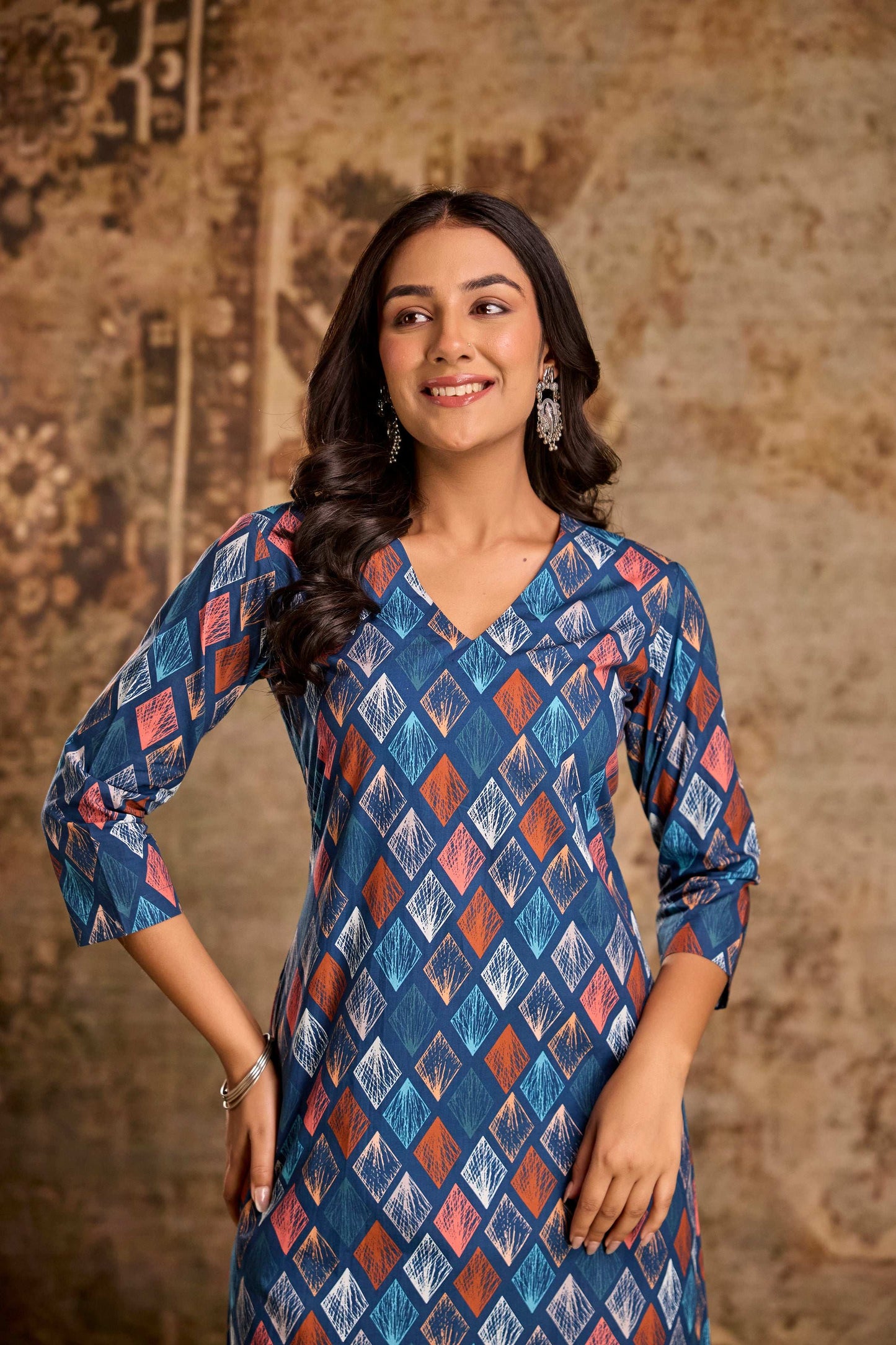 Blue printed Kurti set