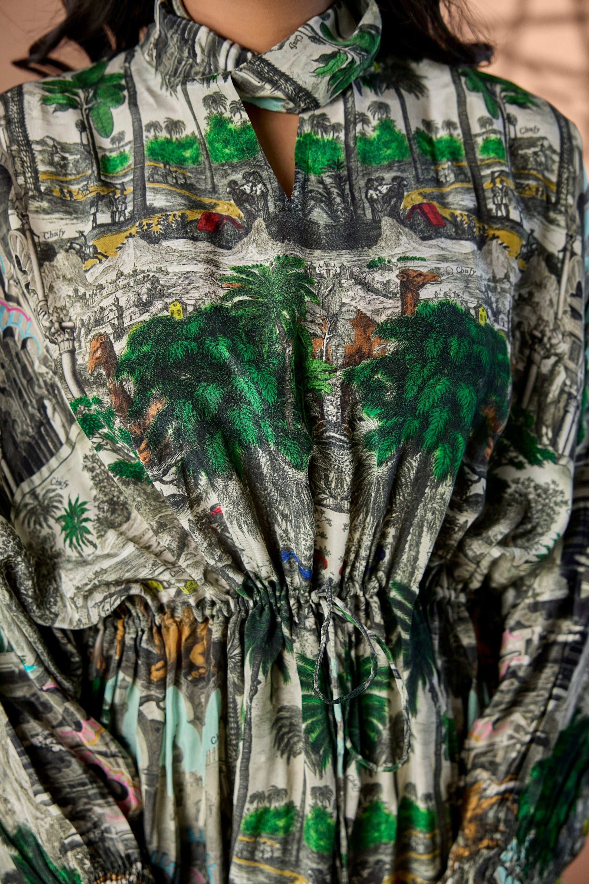 Camel jungle print Short Dress