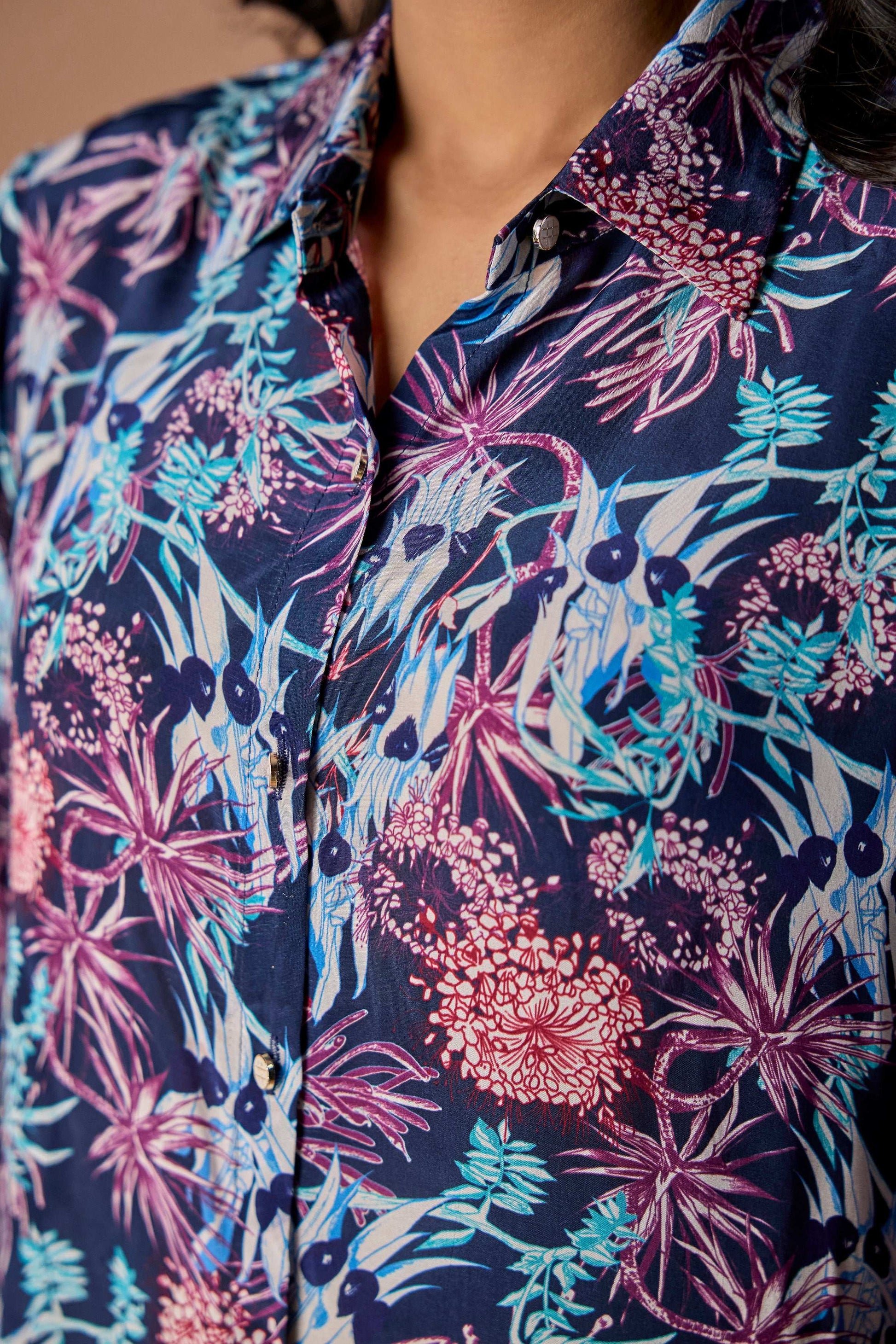 Tropical print short dress