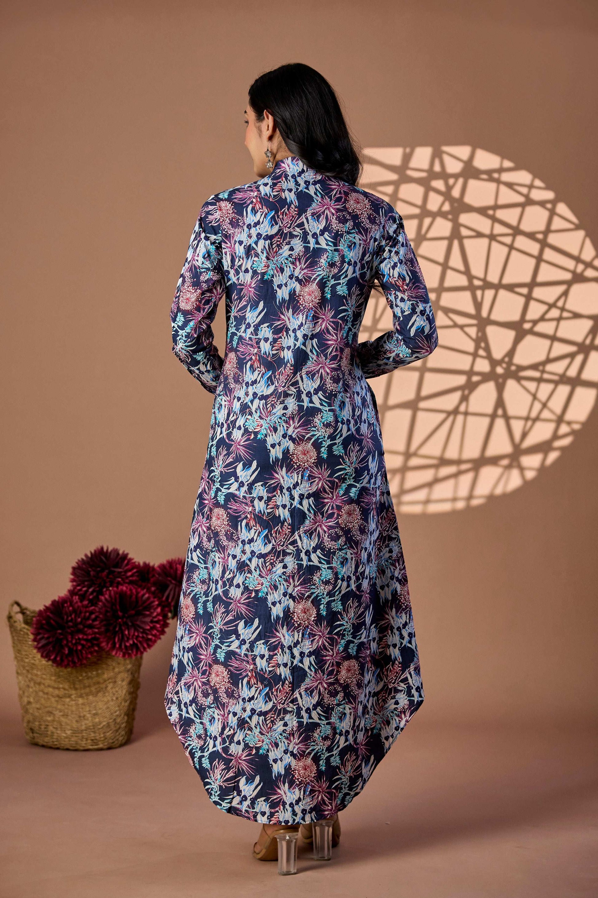 Tropical print long dress