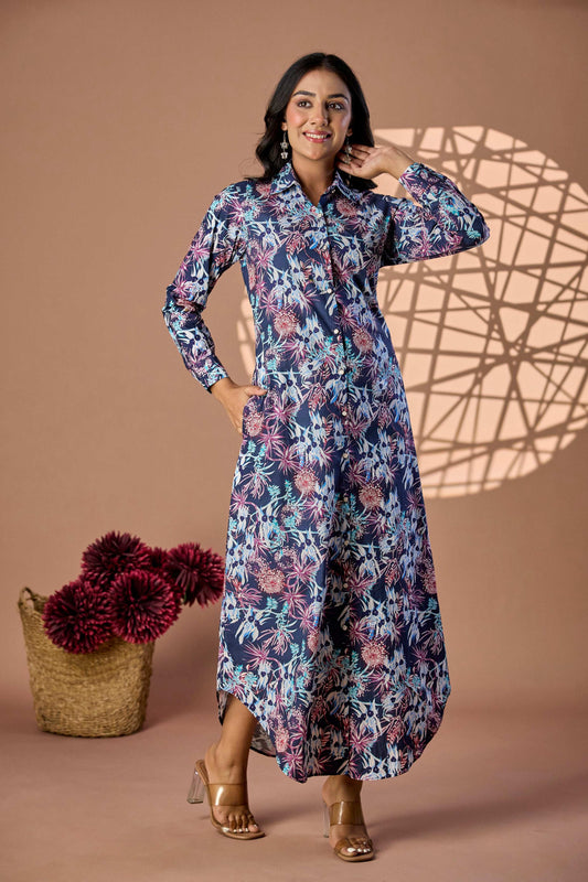Tropical print long dress