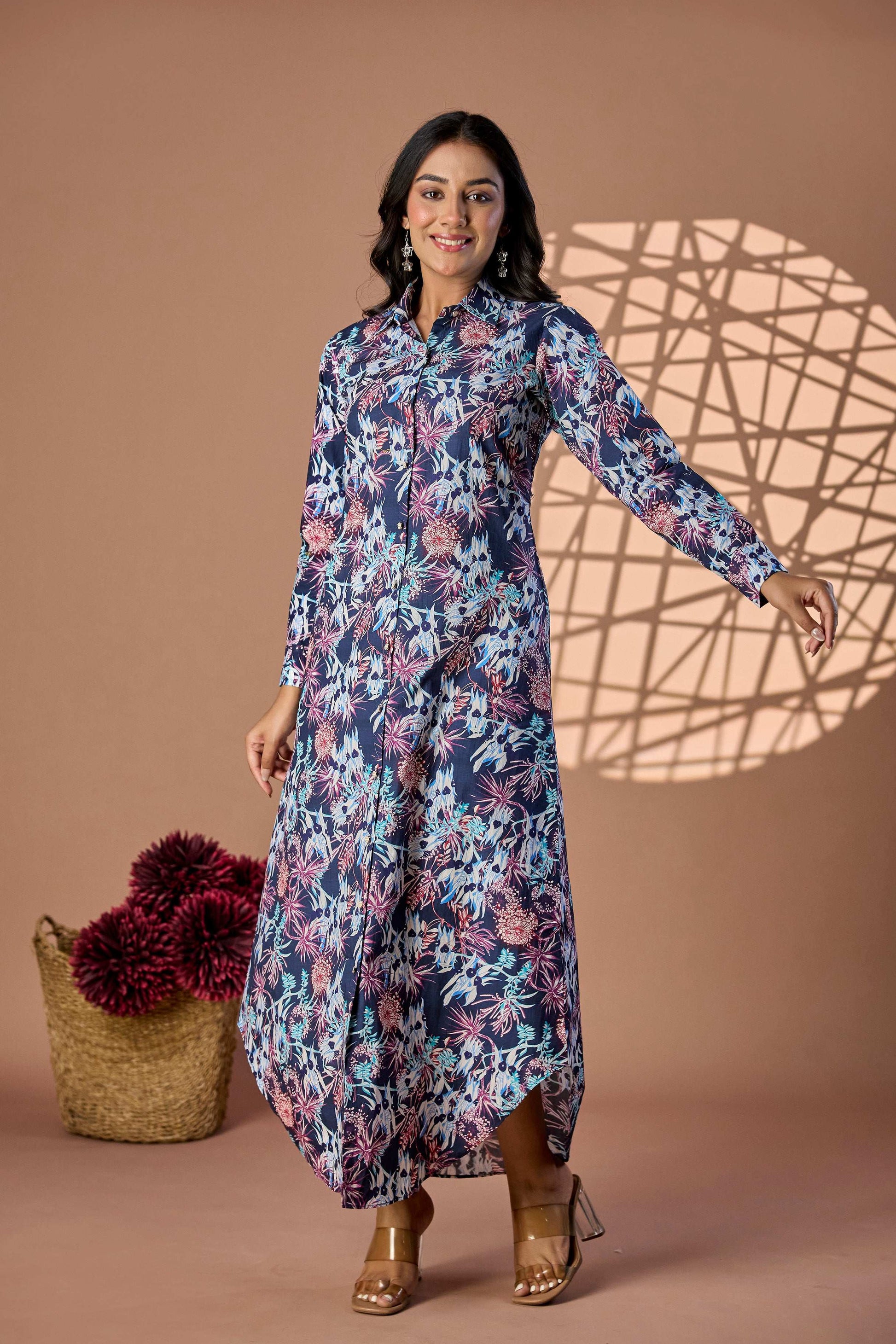 Tropical print long dress