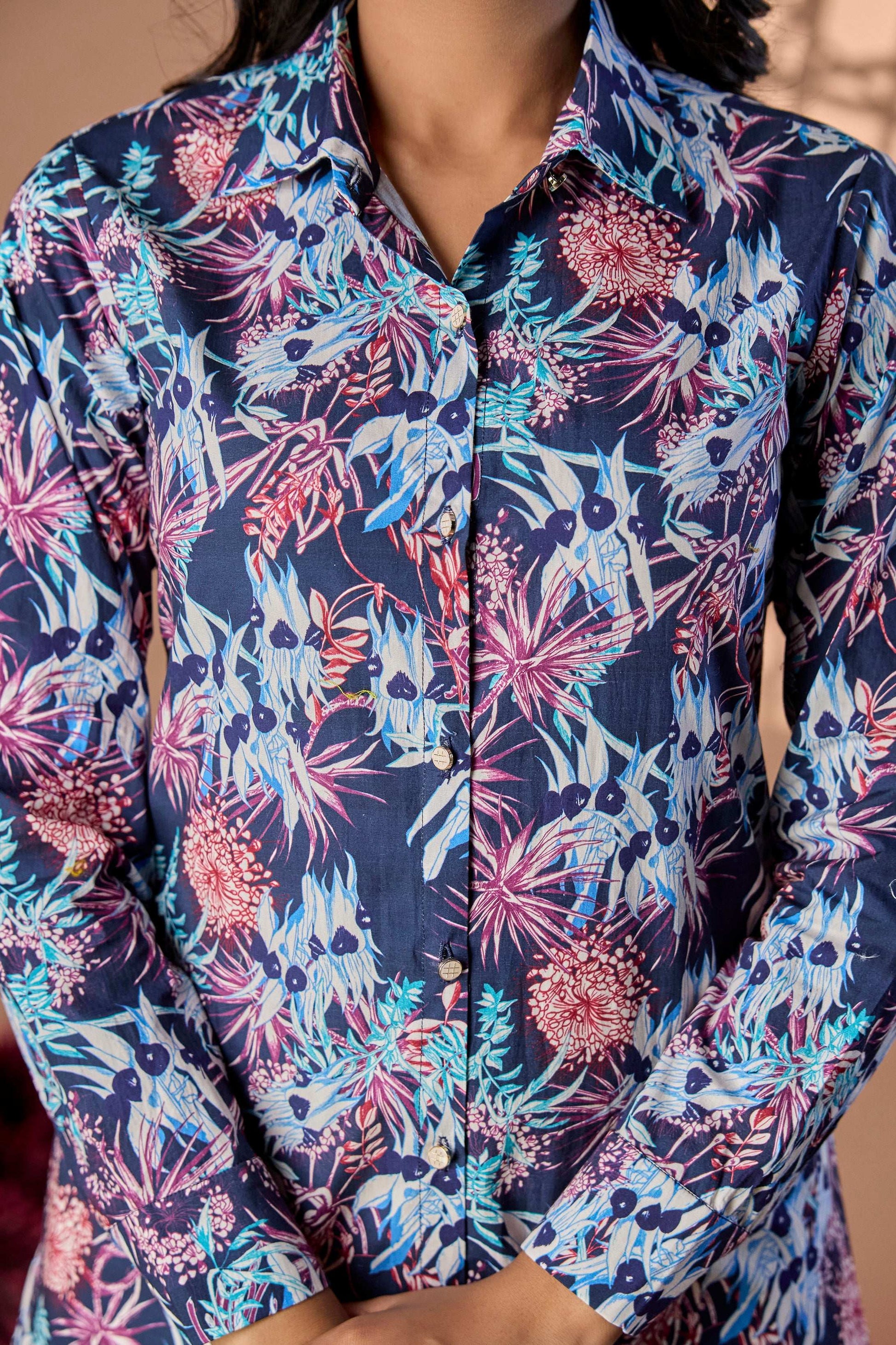 Tropical print long dress