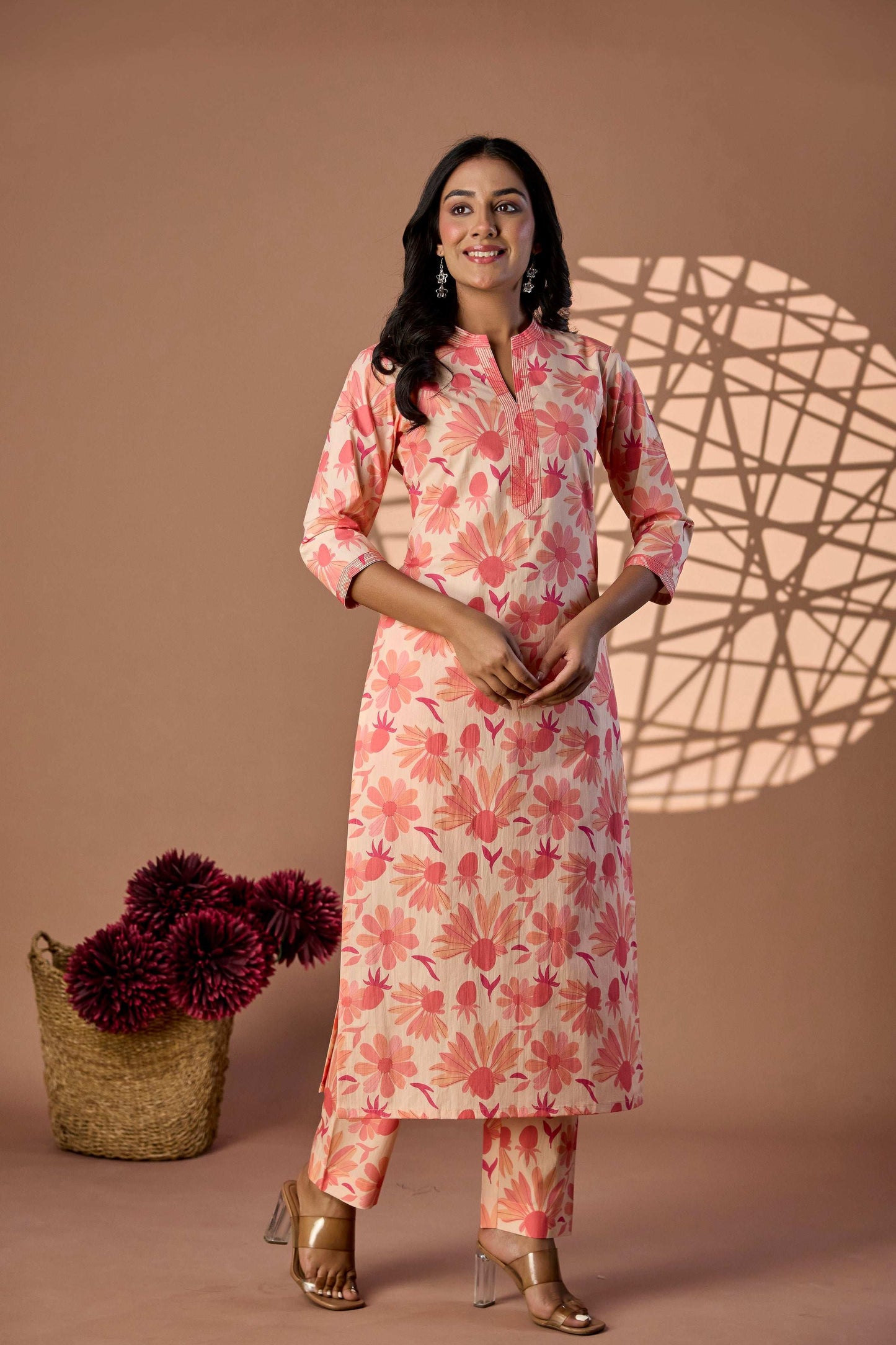 Light floral print Kurti set