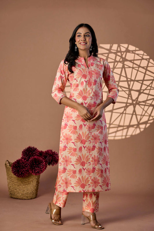 Light floral print Kurti set