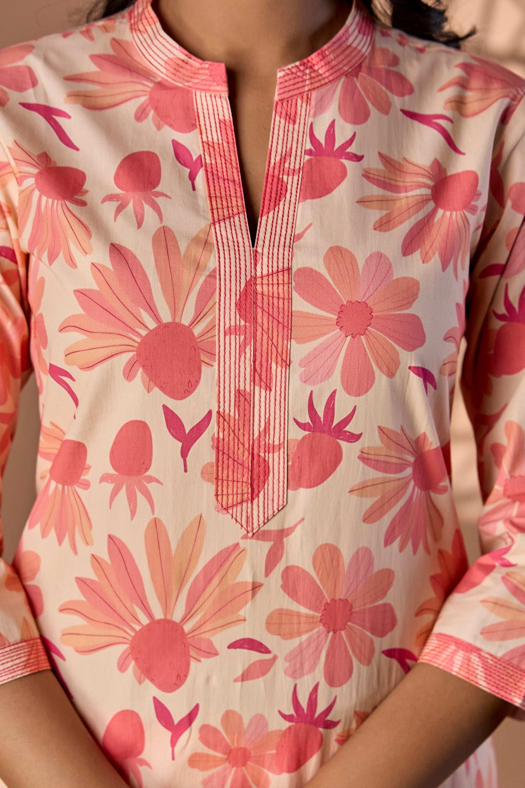 Light floral print Kurti set