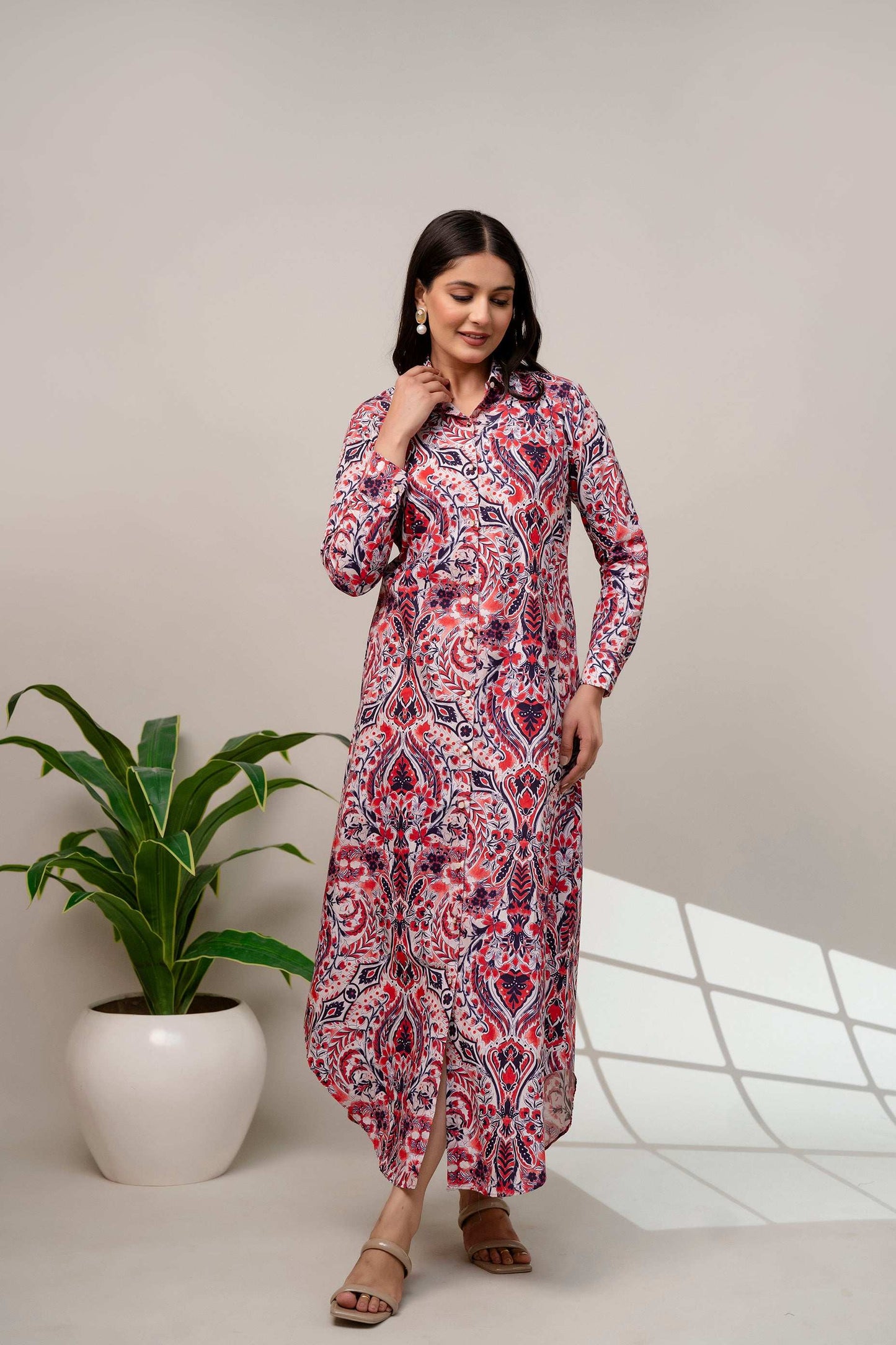 Abstract floral long dress